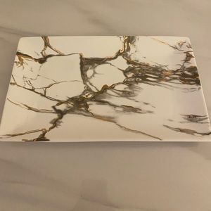 Vanity Tray White With Silver and Gold Marble Design